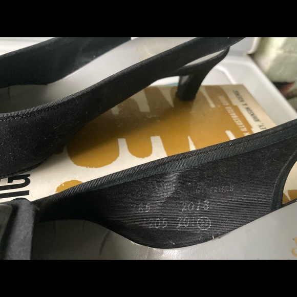 LAST CALL Vintage black sling back kitten heel womens shoes 60s - Picture 5 of 10